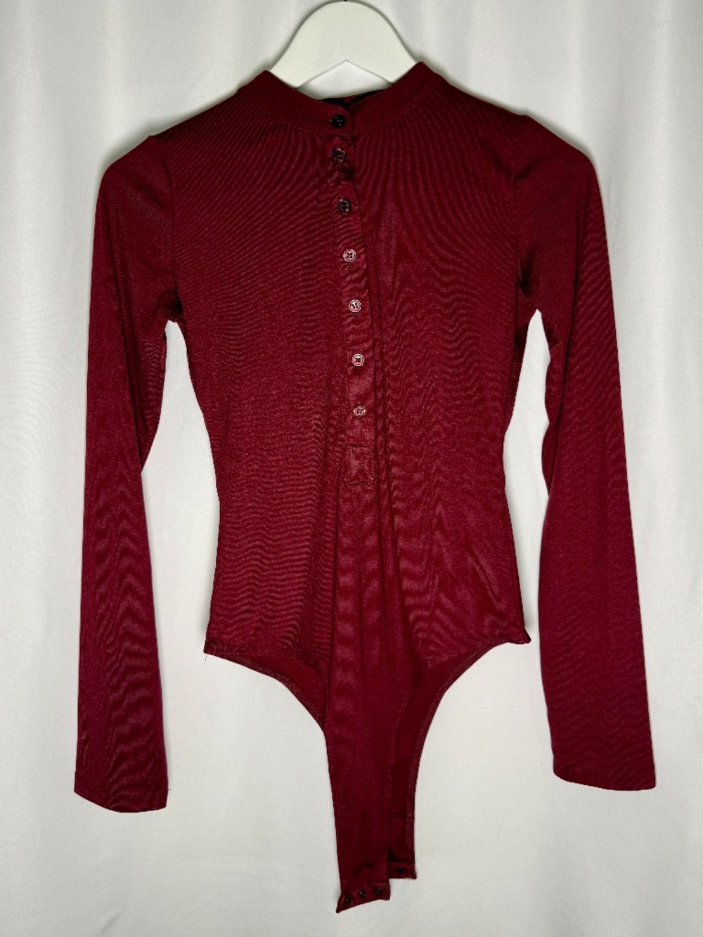 Princess Polly Kandis Burgundy Long Sleeve Button Bodysuit US 8 NWT